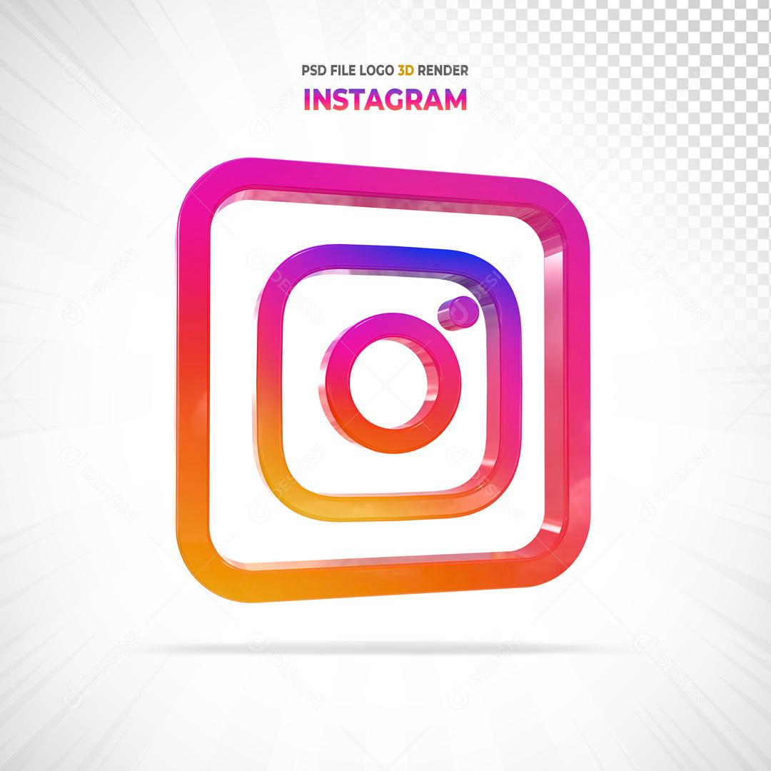 Instagram Em Forma Geométrica 3D Elemento Para Composição PSD