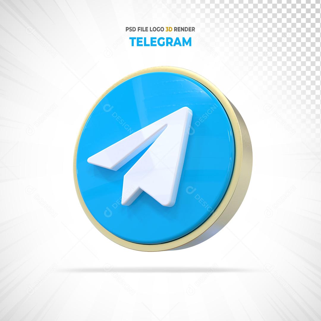 Ícone 3D Telegram Elemento Para Composição PSD
