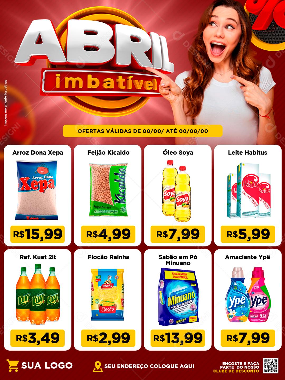 Encarte Abril Imbatível Produtos Em Promoção Social Media PSD Editável