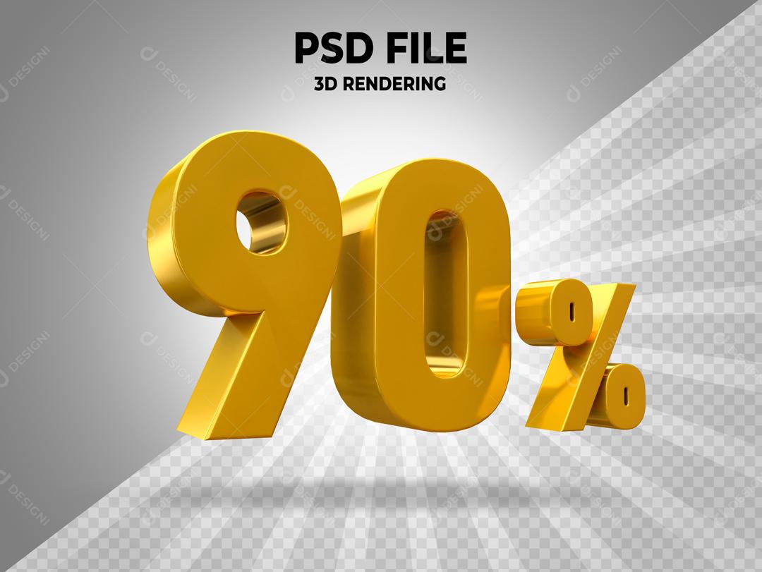 Número 3D 90% Dourado Para Composição PSD