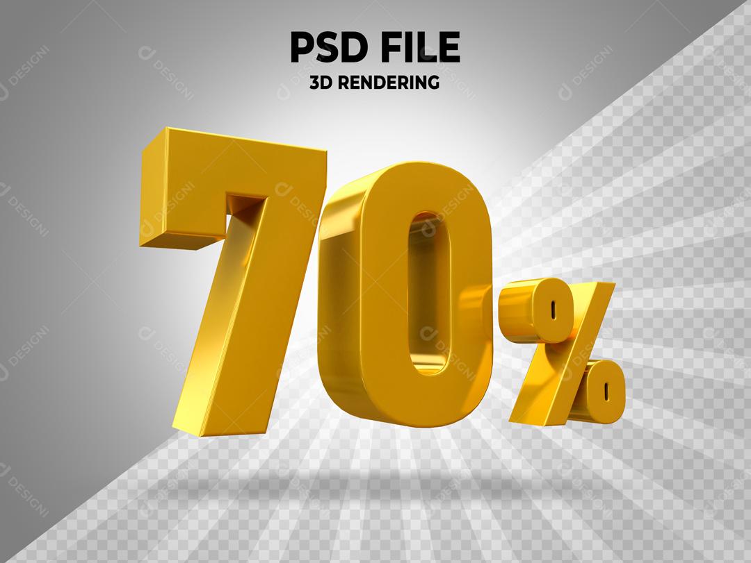 Número 3D 70% Dourado Para Composição PSD