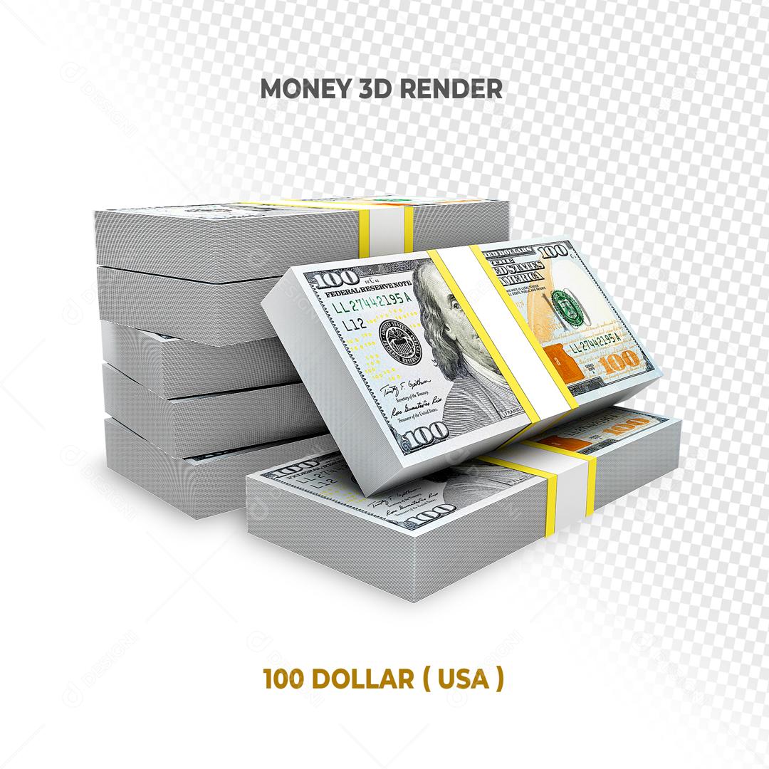 Elemento 3D Notas de 100 Dólar Americano Para Composição PSD