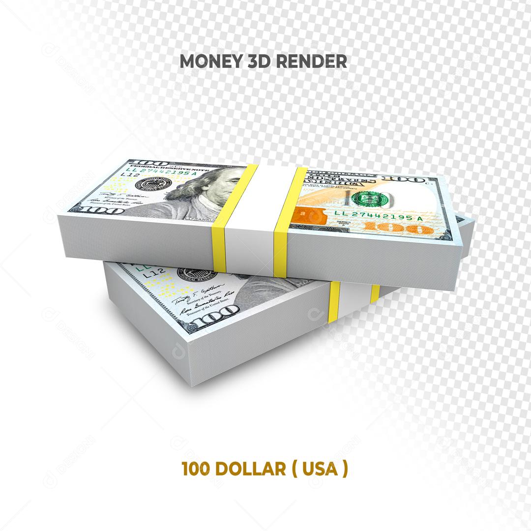 Notas de 100 Dólar Americano Elemento 3D Para Composição PSD