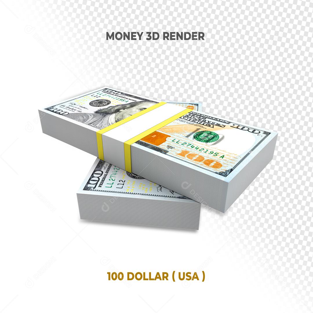 Notas de 100 Dólar Americano Elemento 3D Para Composição PSD