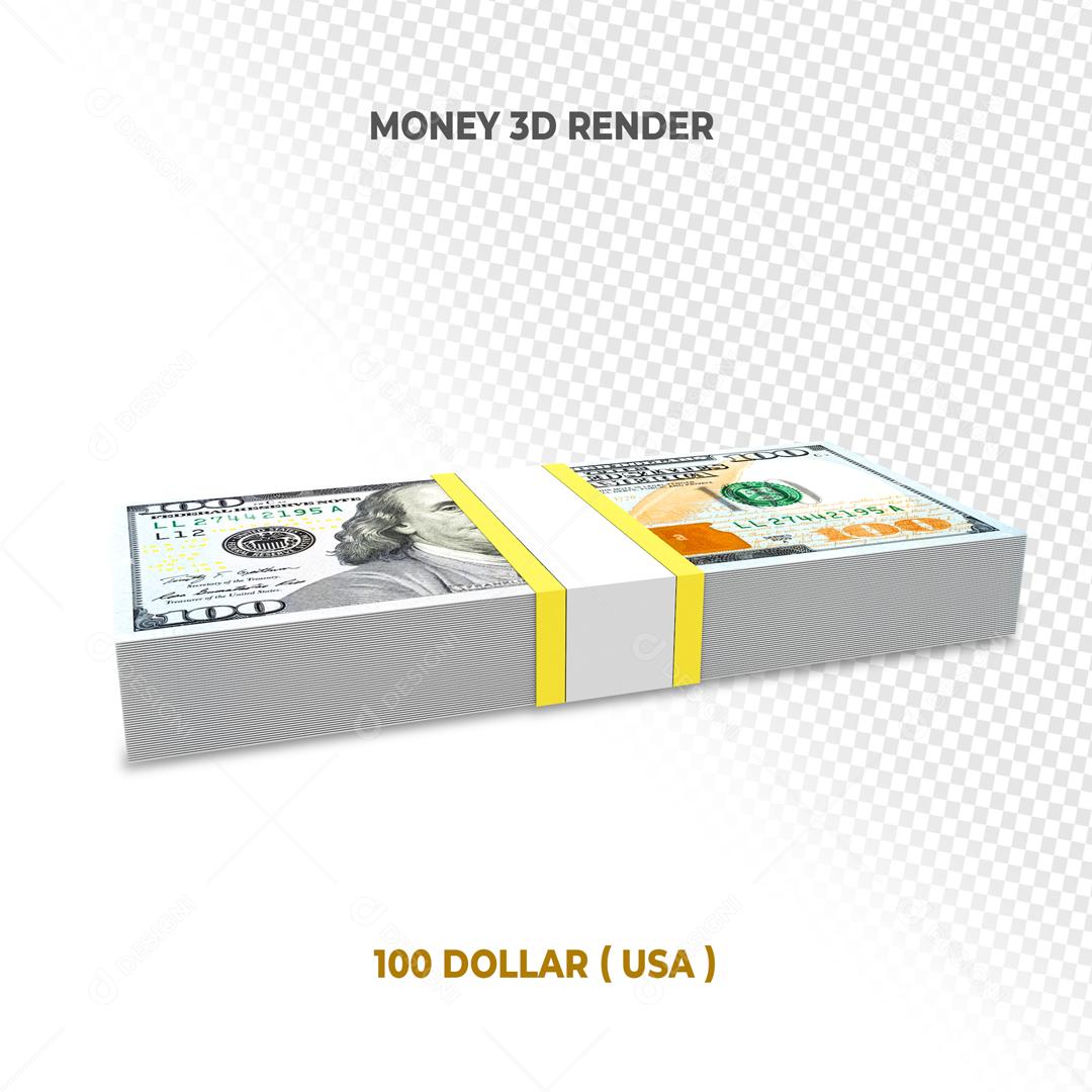 Elemento 3D Notas de 100 Dólar Americano Para Composição PSD