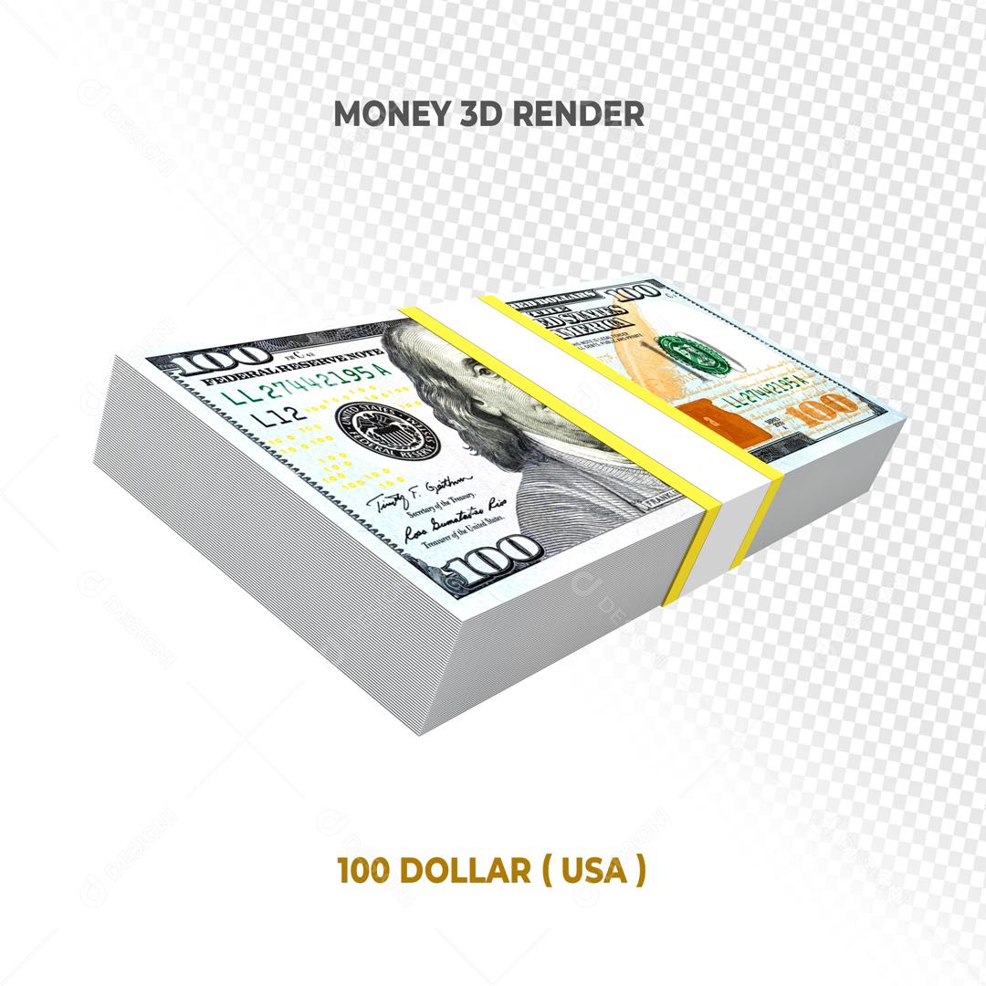 Notas de 100 Dólar Americano Elemento 3D Para Composição PSD
