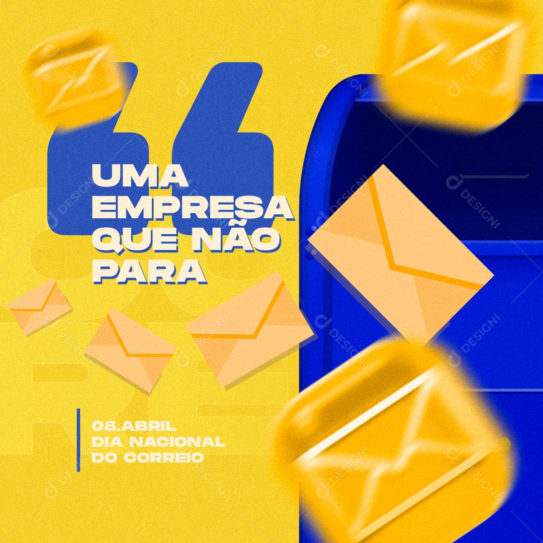 Post Feed Dia Nacional dos Correios 08 de Abril Social Media PSD Editável