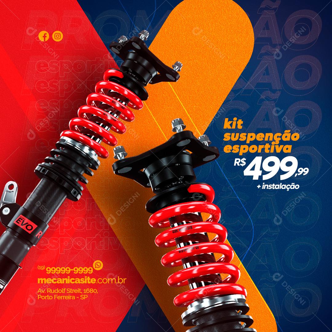 Social Media Kit Suspensão Esportiva Oficina Mecânica PSD Editável