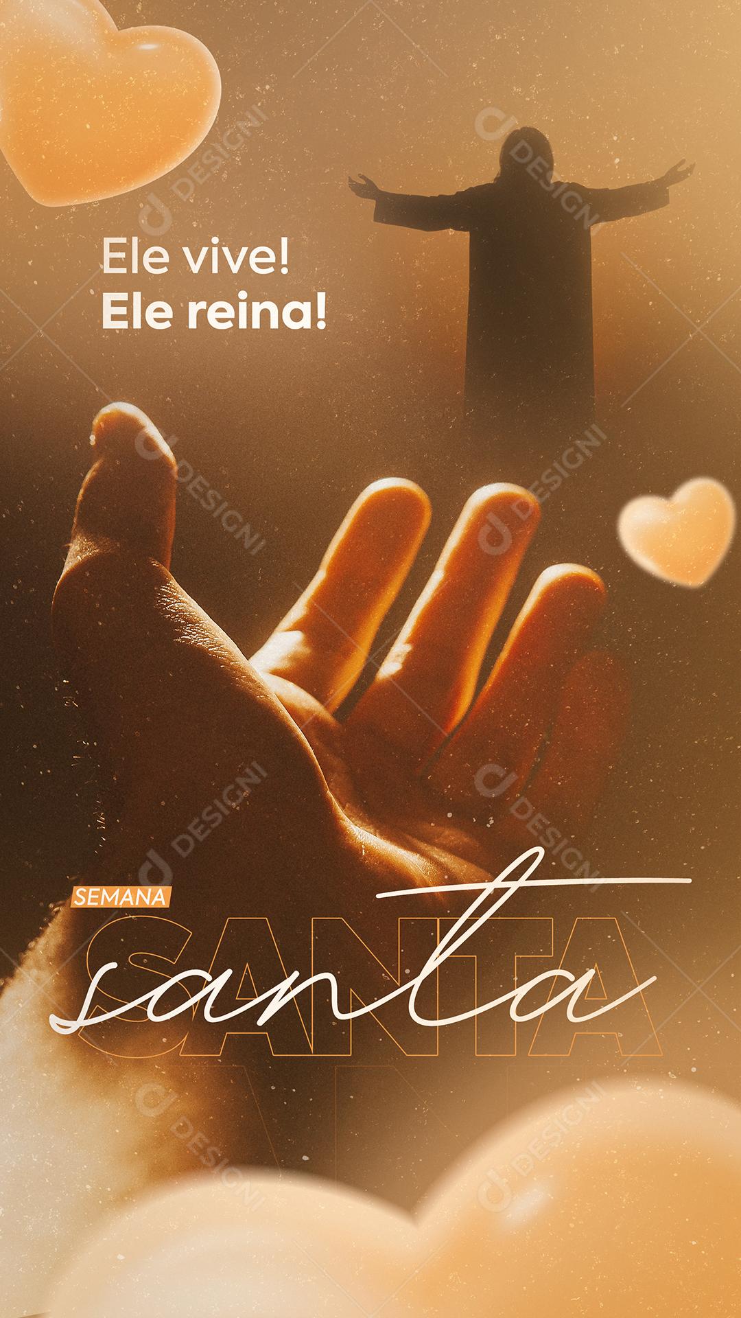 Social Media Semana Santa Ele Vive Ele Reina Pascoa PSD Editável