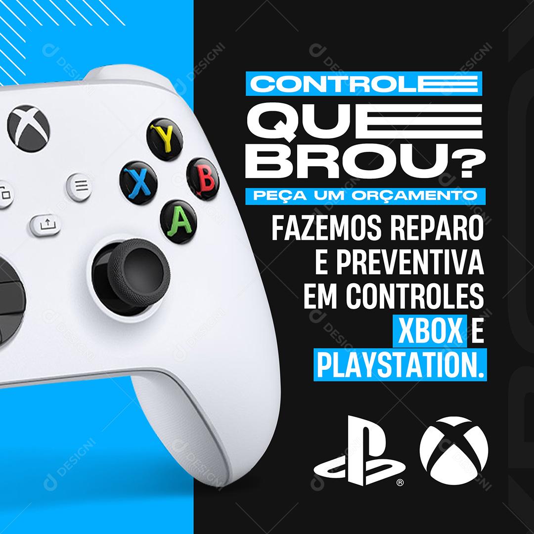 Social Media Controle Quebrou Fazemos Reparos Eletrônico PSD Editável