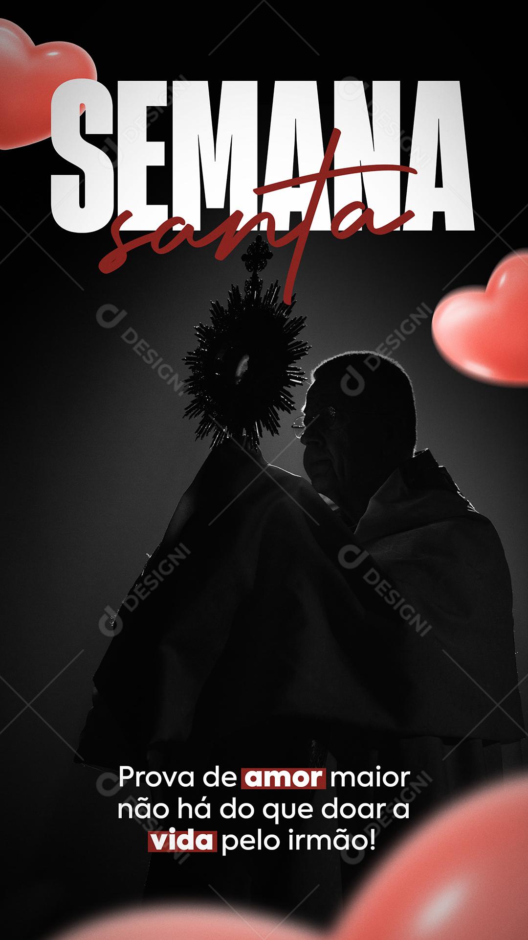 Social Media Semana Santa Prova de Amor Maior não Há Pascoa PSD Editável