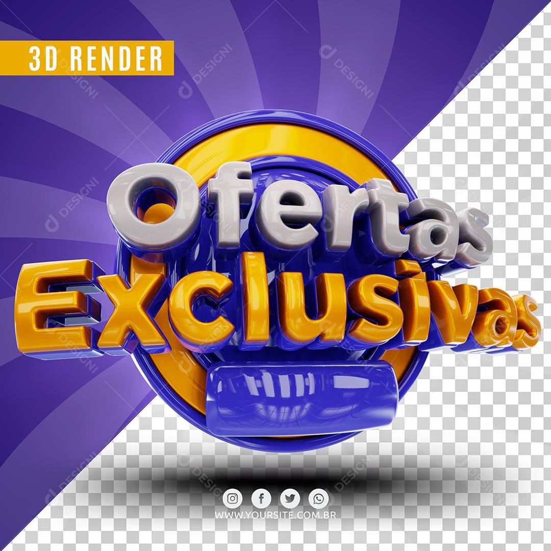 Selo 3D Ofertas Exclusivas Roxo Para Composição PSD