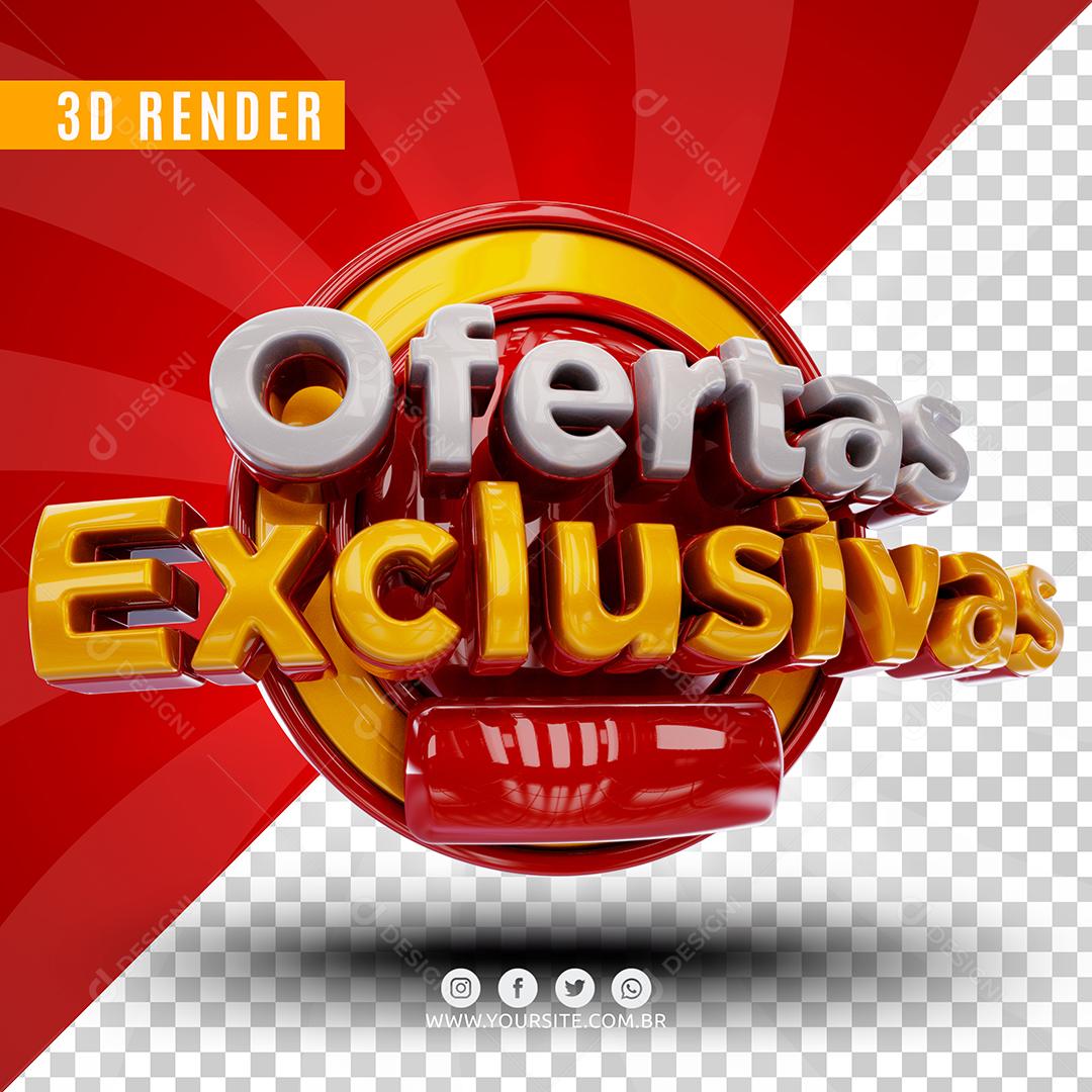 Selo 3D Ofertas Exclusivas Vermelho Para Composição PSD