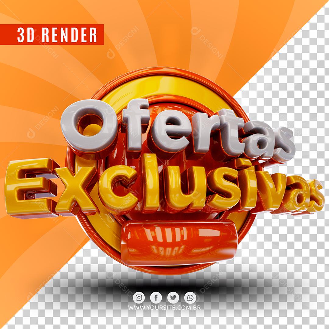 Selo 3D Ofertas Exclusivas Vermelho Para Composição PSD