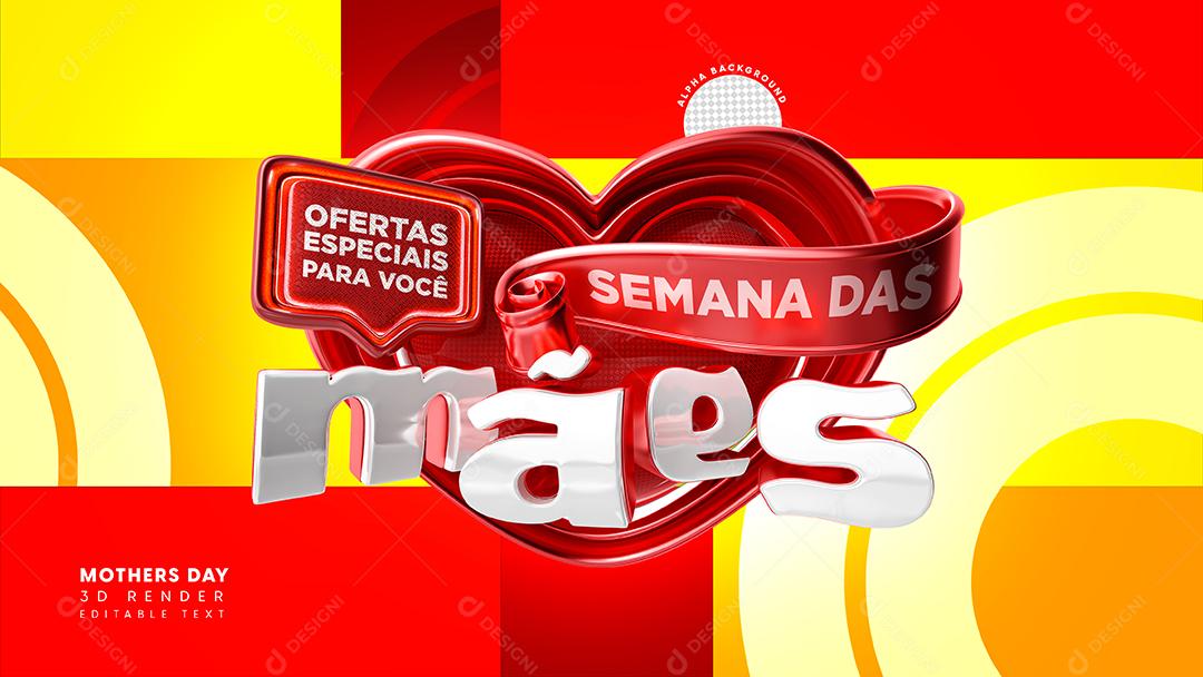 Selo 3D Semana Das Mães Para Composição PSD