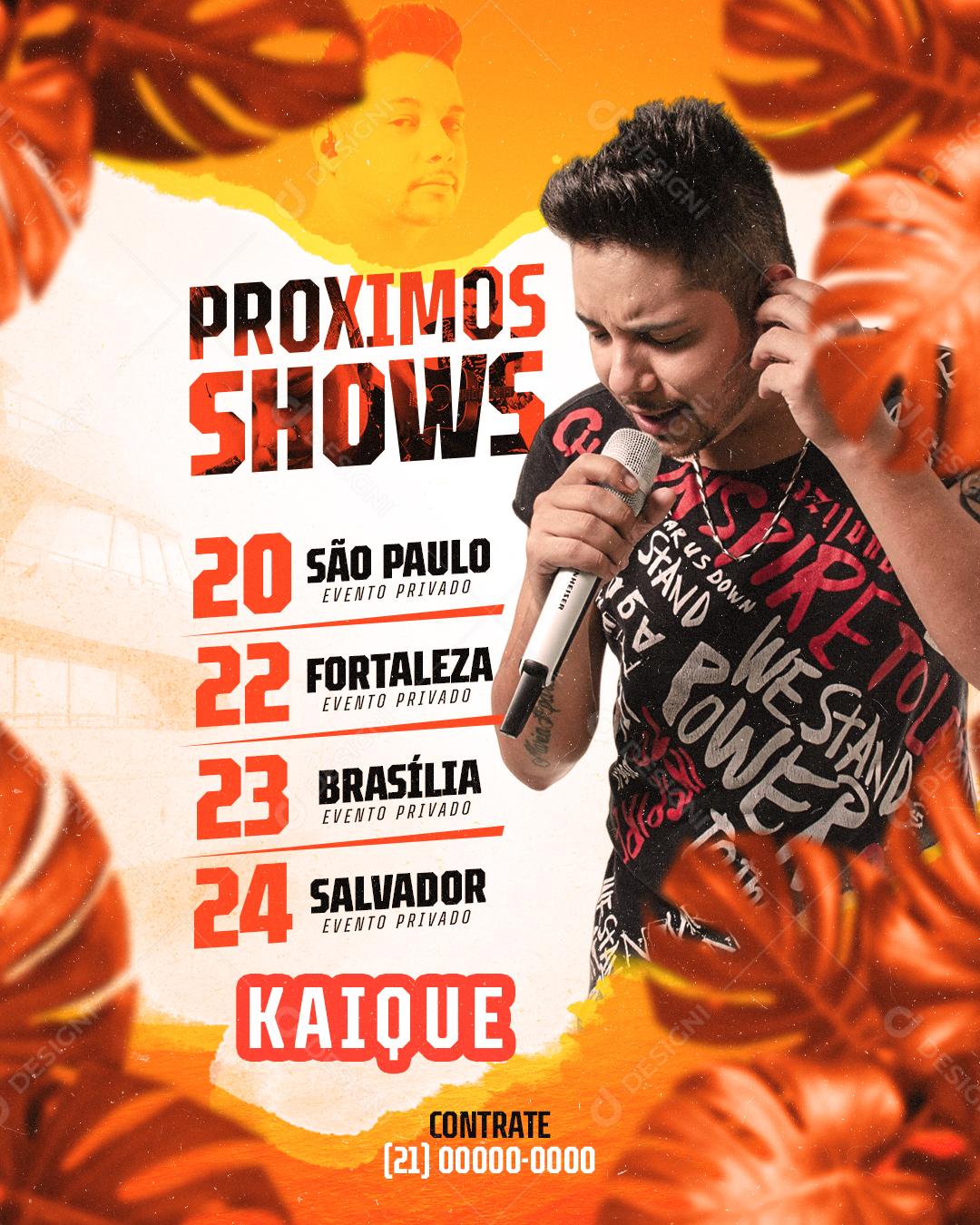 Flyer Proximos Shows Kaique Social Media PSD Editável