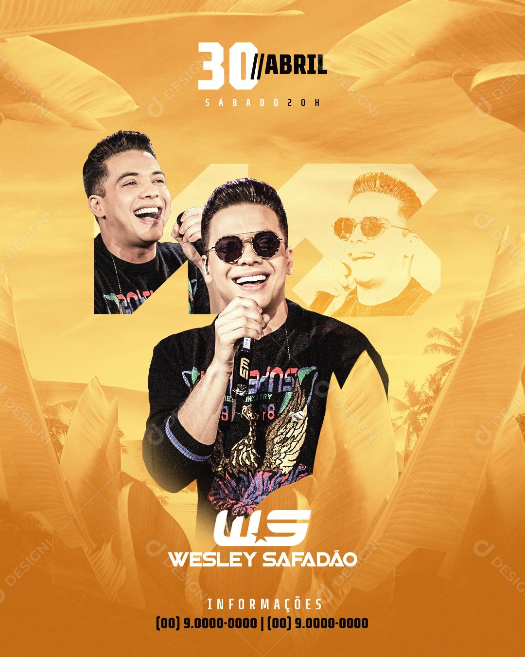 Flyer Sábado as 20H Wesley Safadão Social Media PSD Editável