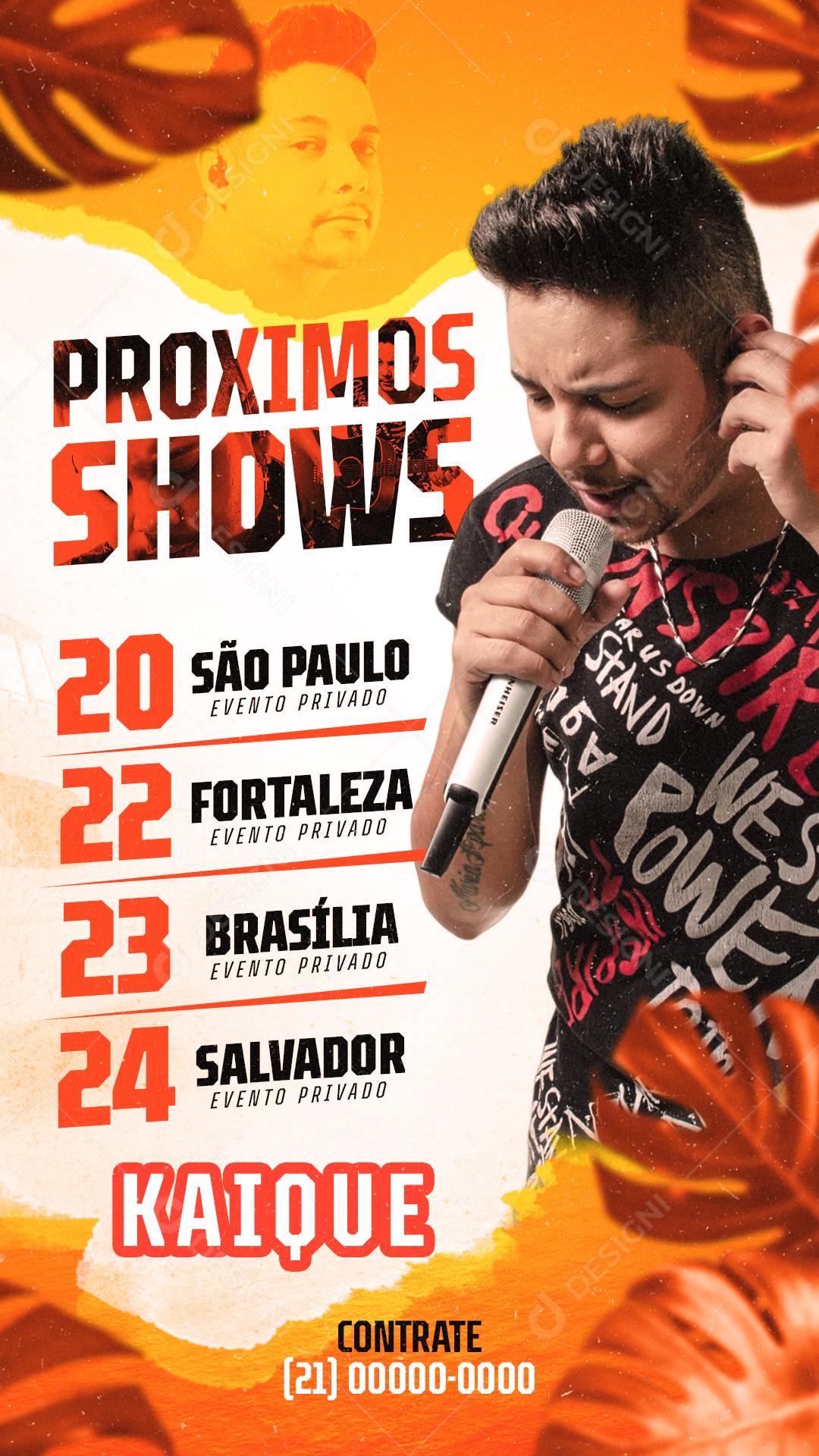 Social Media Proximos Shows Kaique Flyer PSD Editável