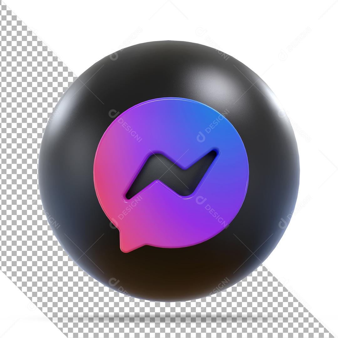 3D Black Messenger Icon For Composition PSD