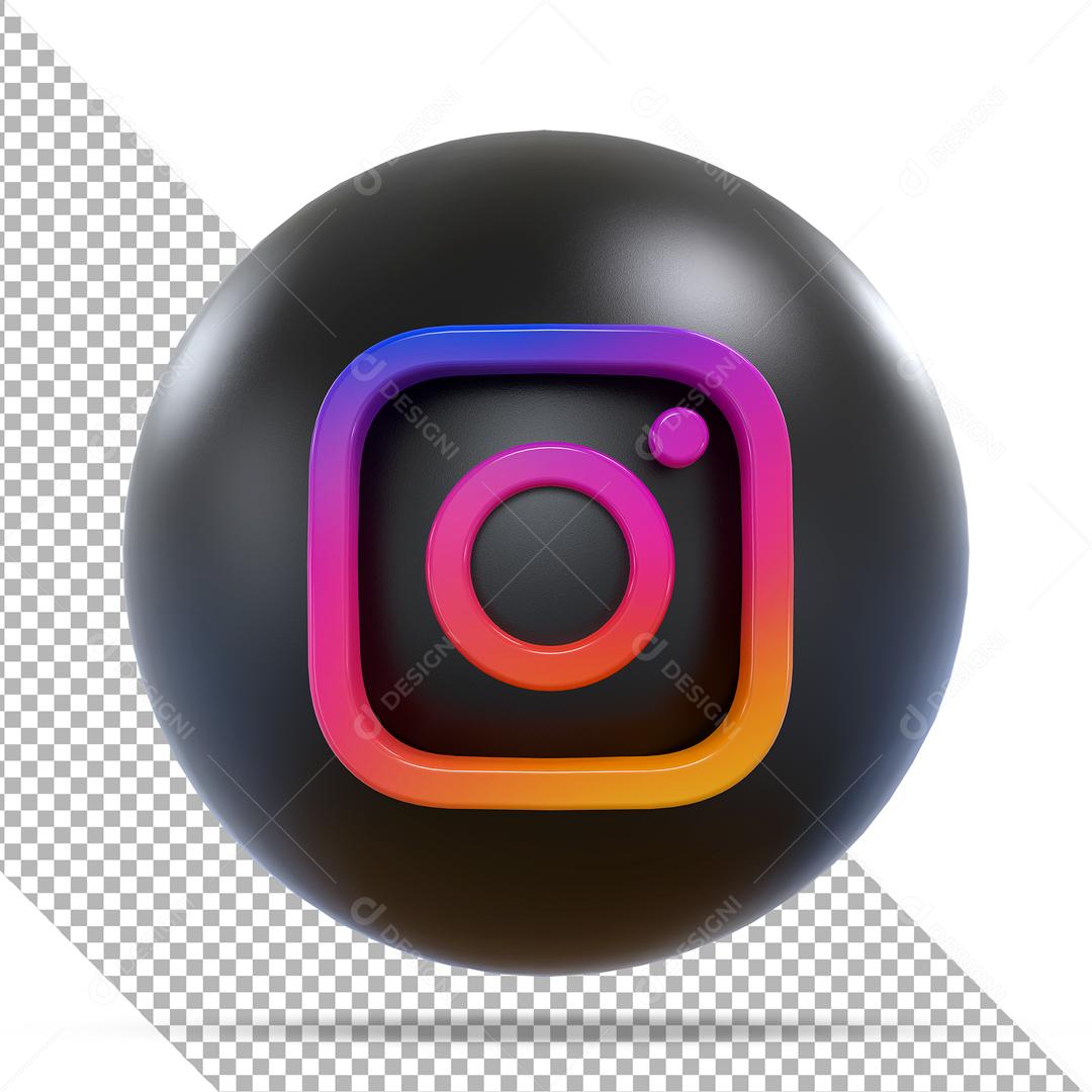 ícone Instagram 3D Preto Para Composição PSD