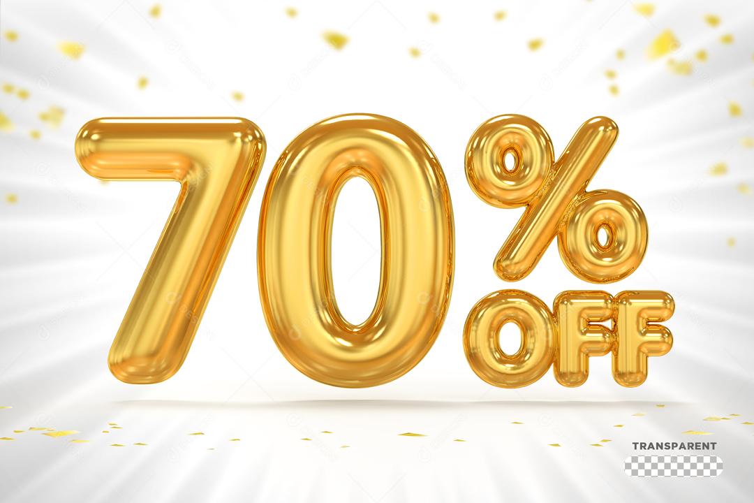 Número 3D 70% Off Para Composição PSD