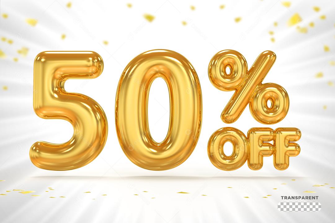 Número 3D 50% Off Para Composição PSD