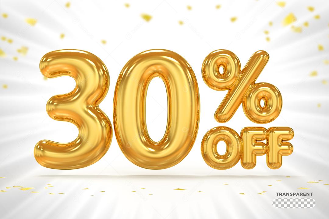Número 3D 30% Off Para Composição PSD