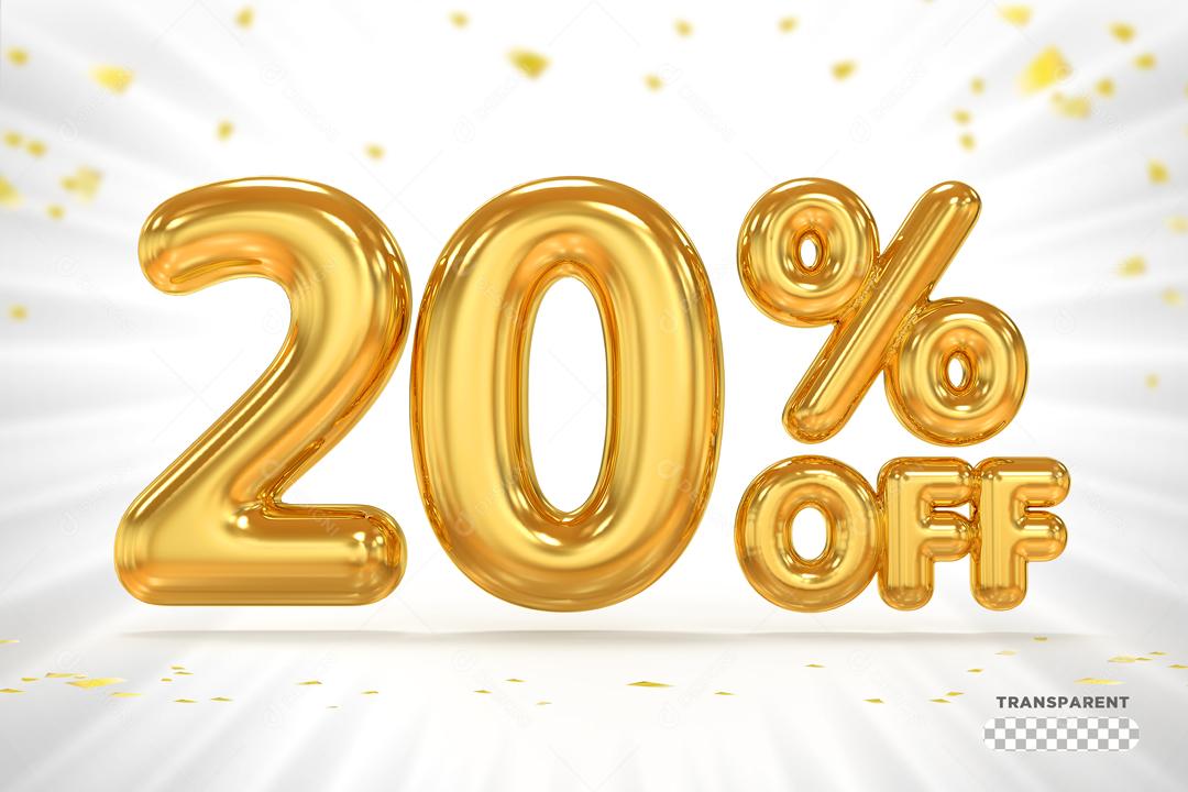 Número 3D 20% Off Para Composição PSD