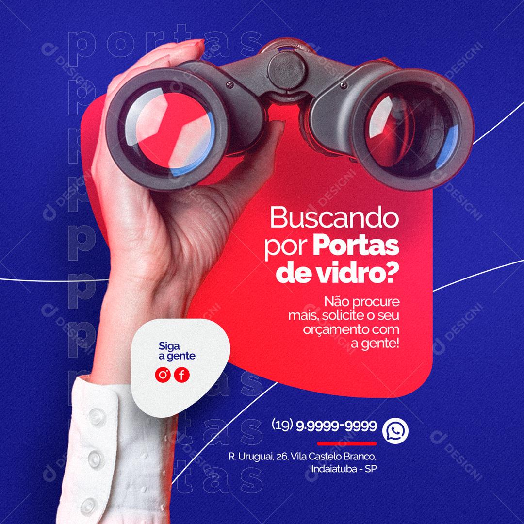 Social Media Buscando por Portas de Vidro Vidraçaria PSD Editável