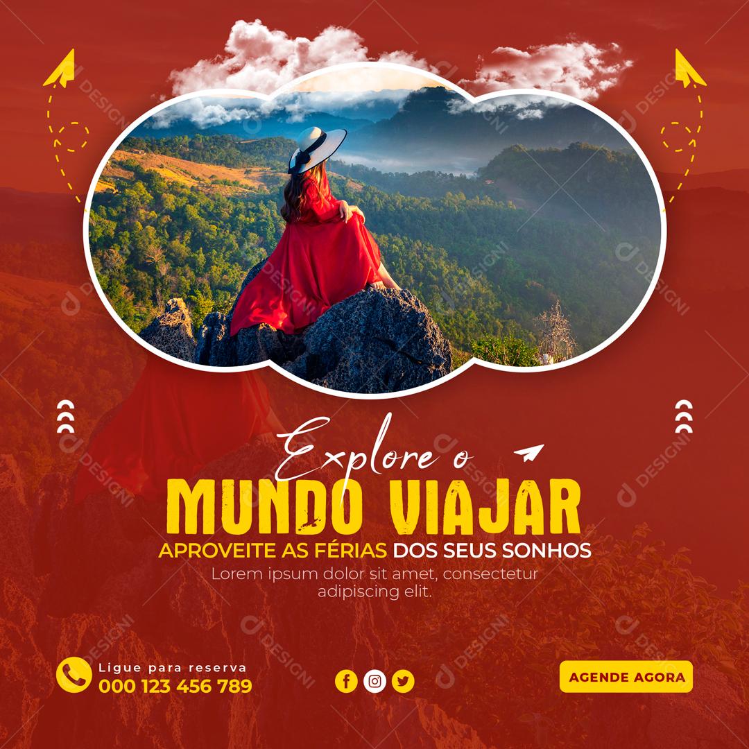 Explore O Mundo E Viaje Com A Gente Social Media PSD Editável