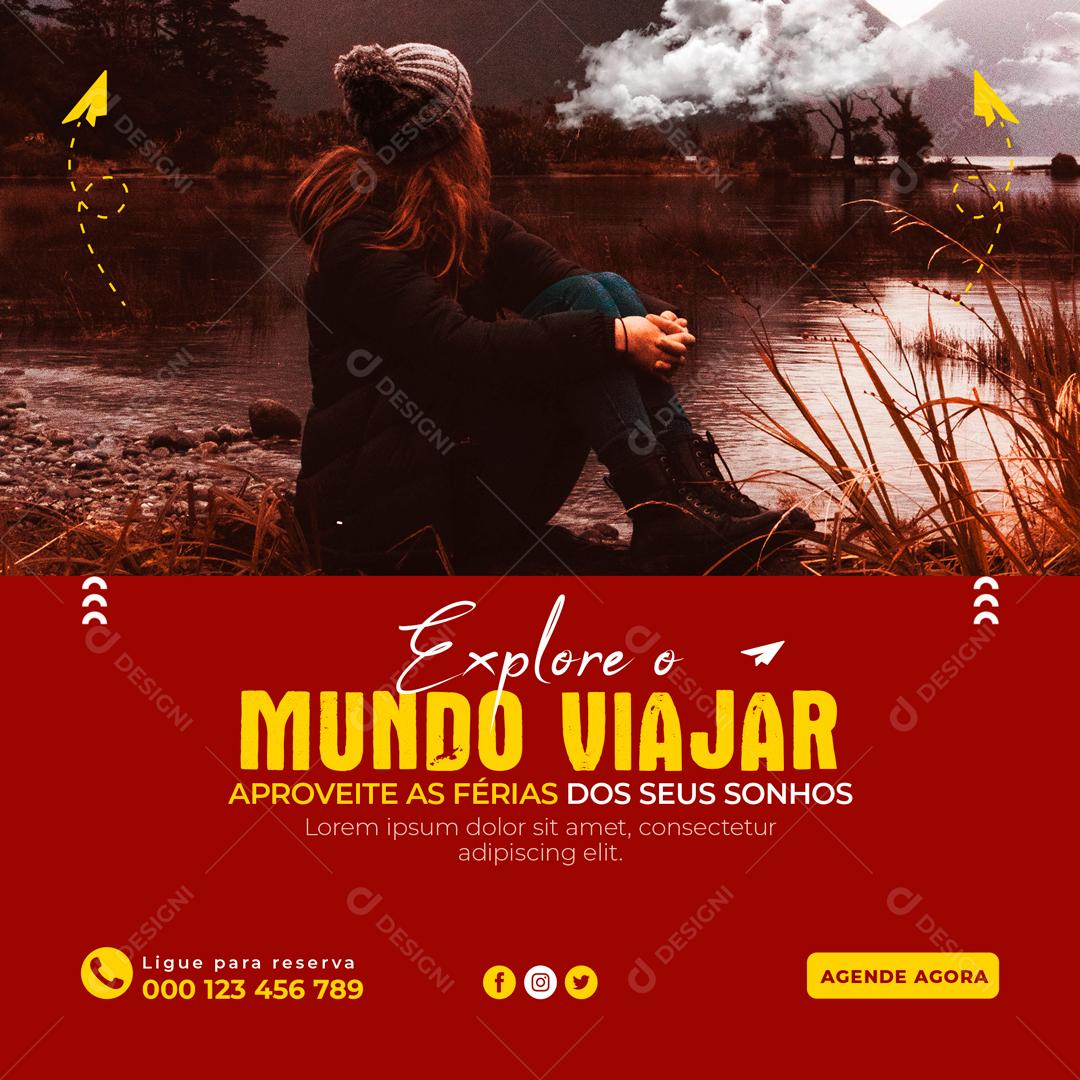 Explore O Mundo E Viaje Com A Gente Social Media PSD Editável