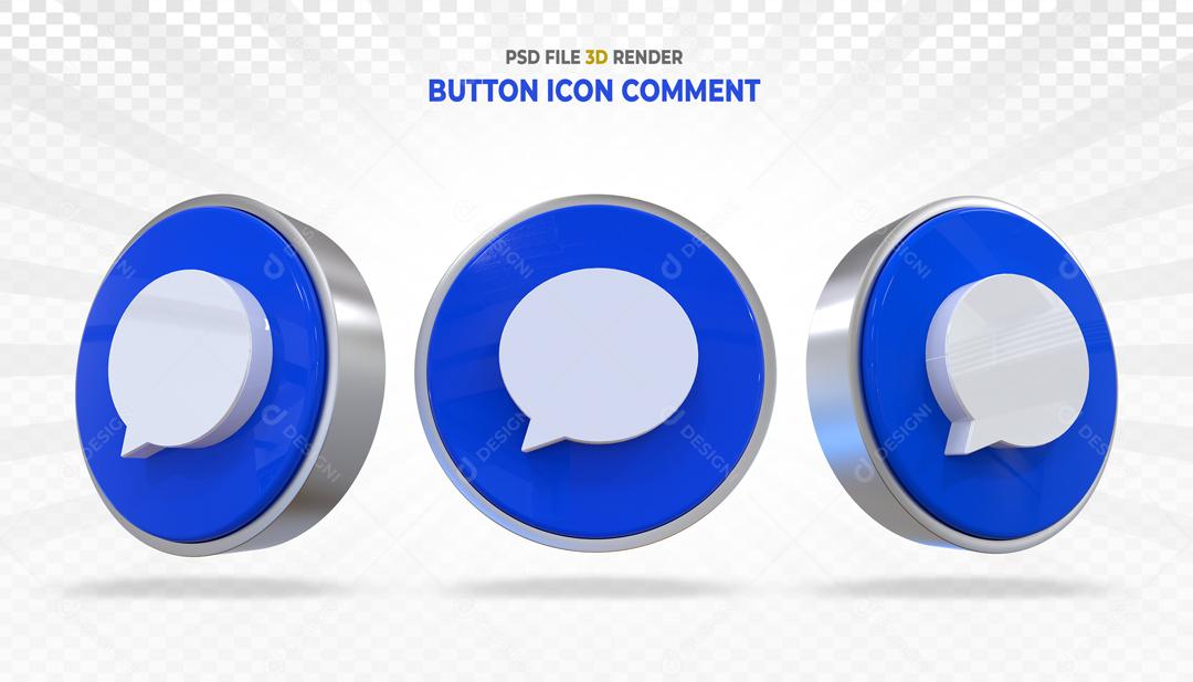 Botão de Comentário 3D Elemento Para Composição PSD