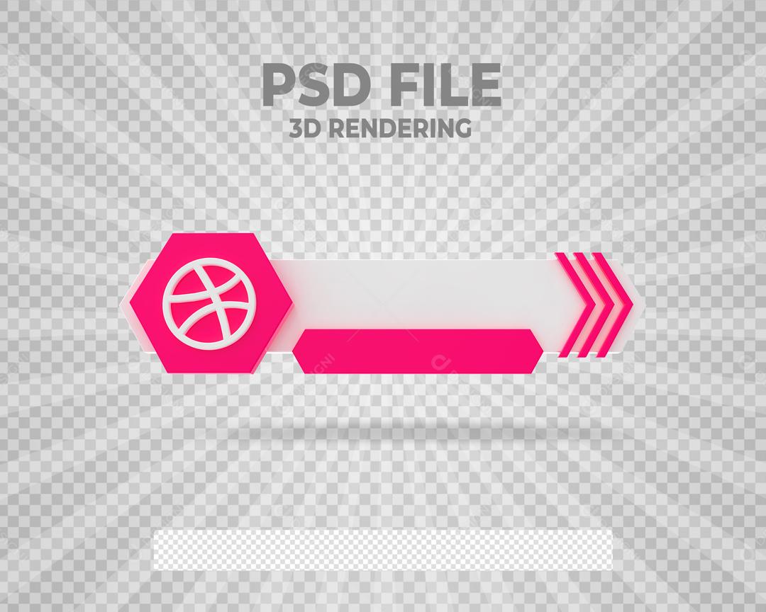 Tag Dribbble Elemento 3D Para Composição PSD