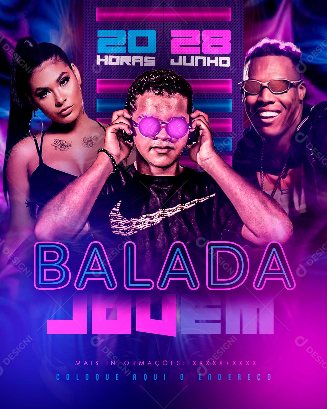 Flyer Balada Jovem Fest Social Media PSD Editável