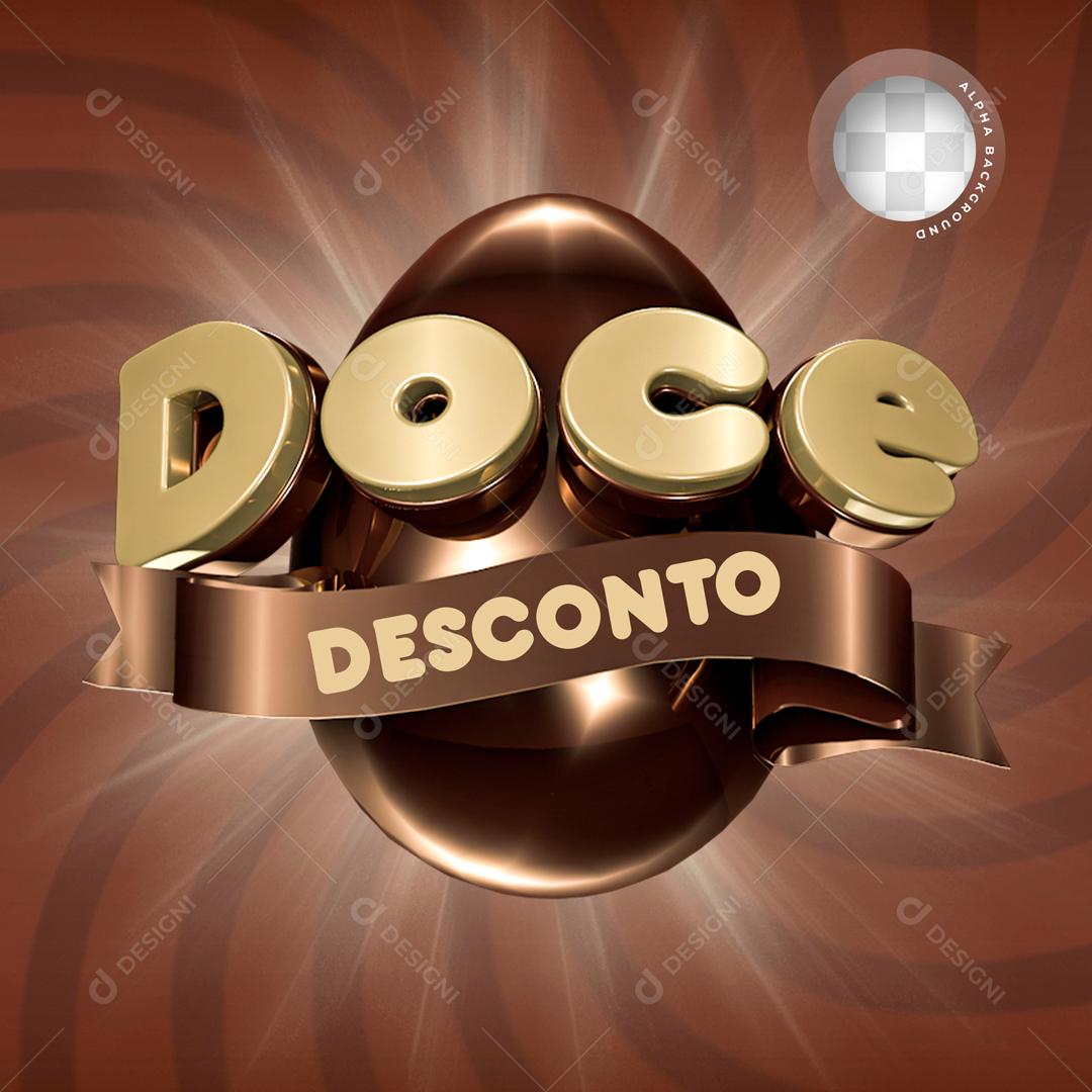 Selo 3D Para Composição Doce Descontos PSD Editável