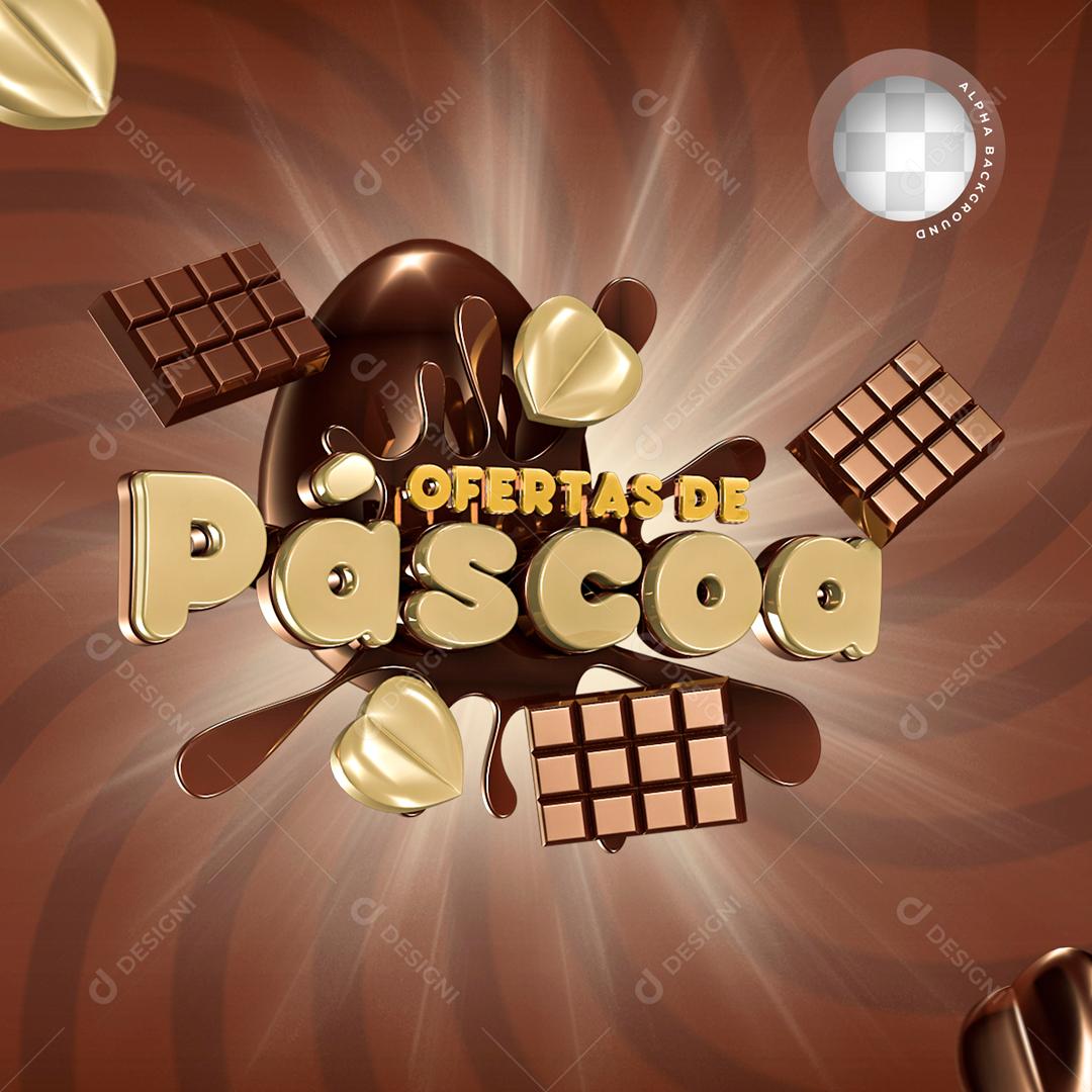 Selo 3D Para Composição Ofertas De Páscoa PSD Editável