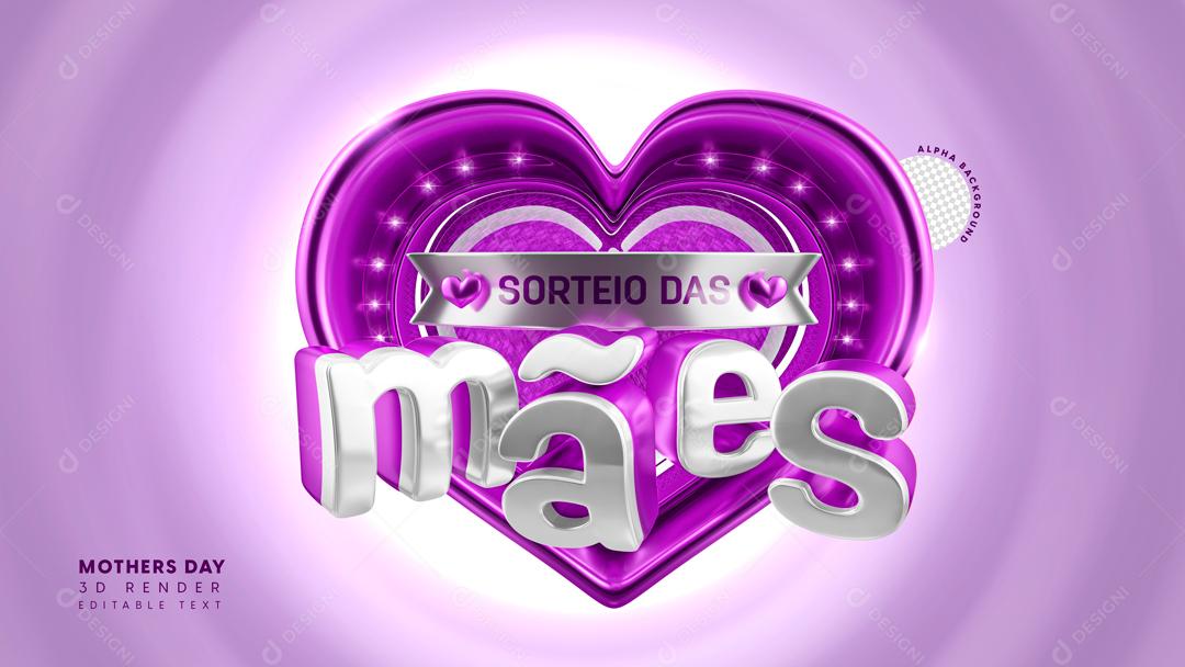 Selo 3D Para Composição Sorteio Das Mães Media PSD Editável