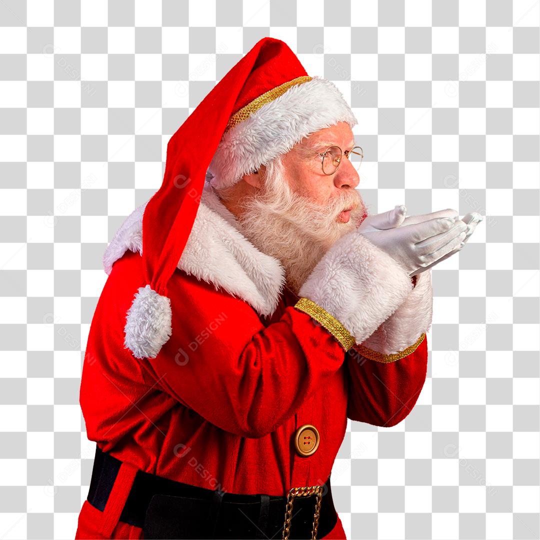 Papei Noel expressando desejo de inverno PNG Transparente