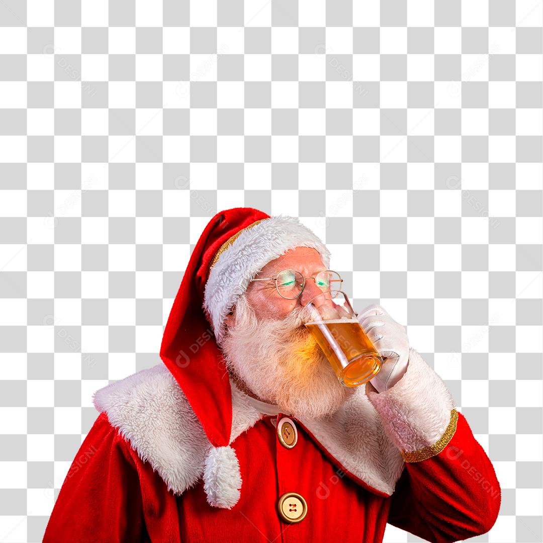 Papai Noel tomando cerveja PNG Transparente