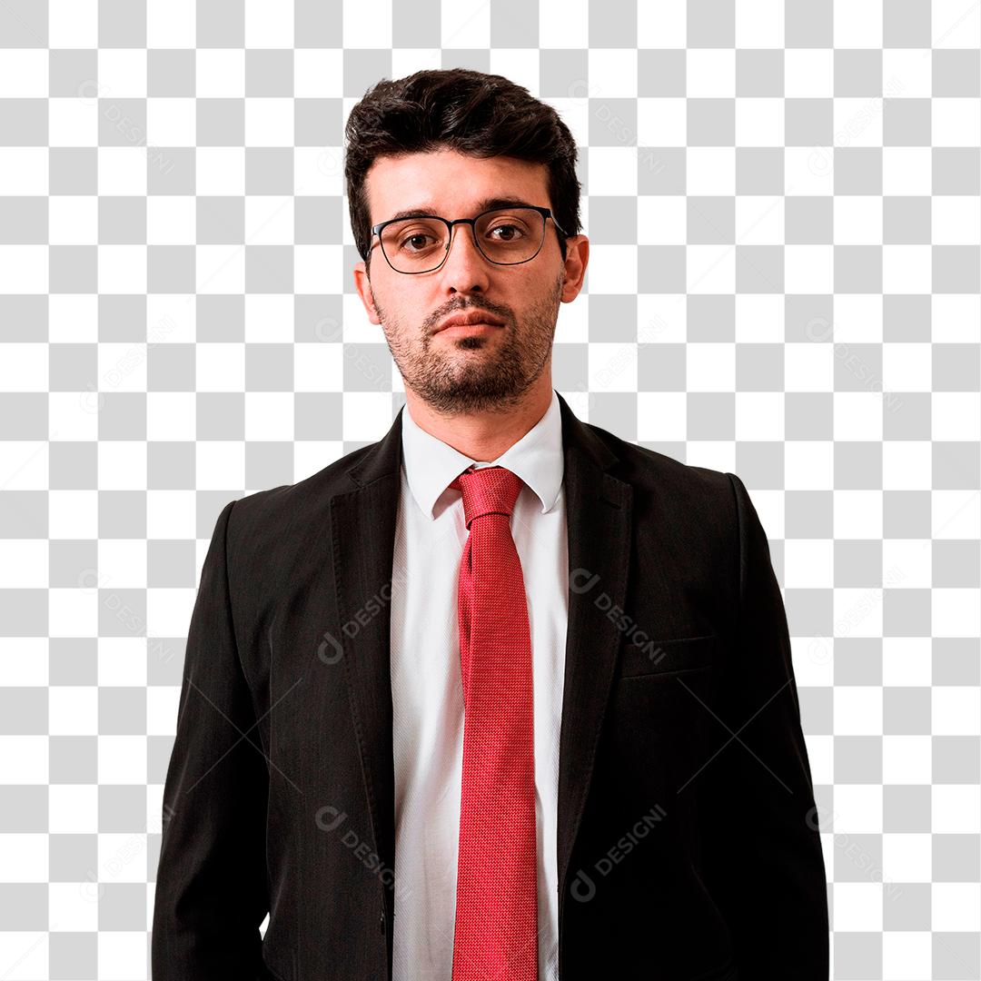 Jovem rapaz empresário trajado de terno preto PNG Transparente