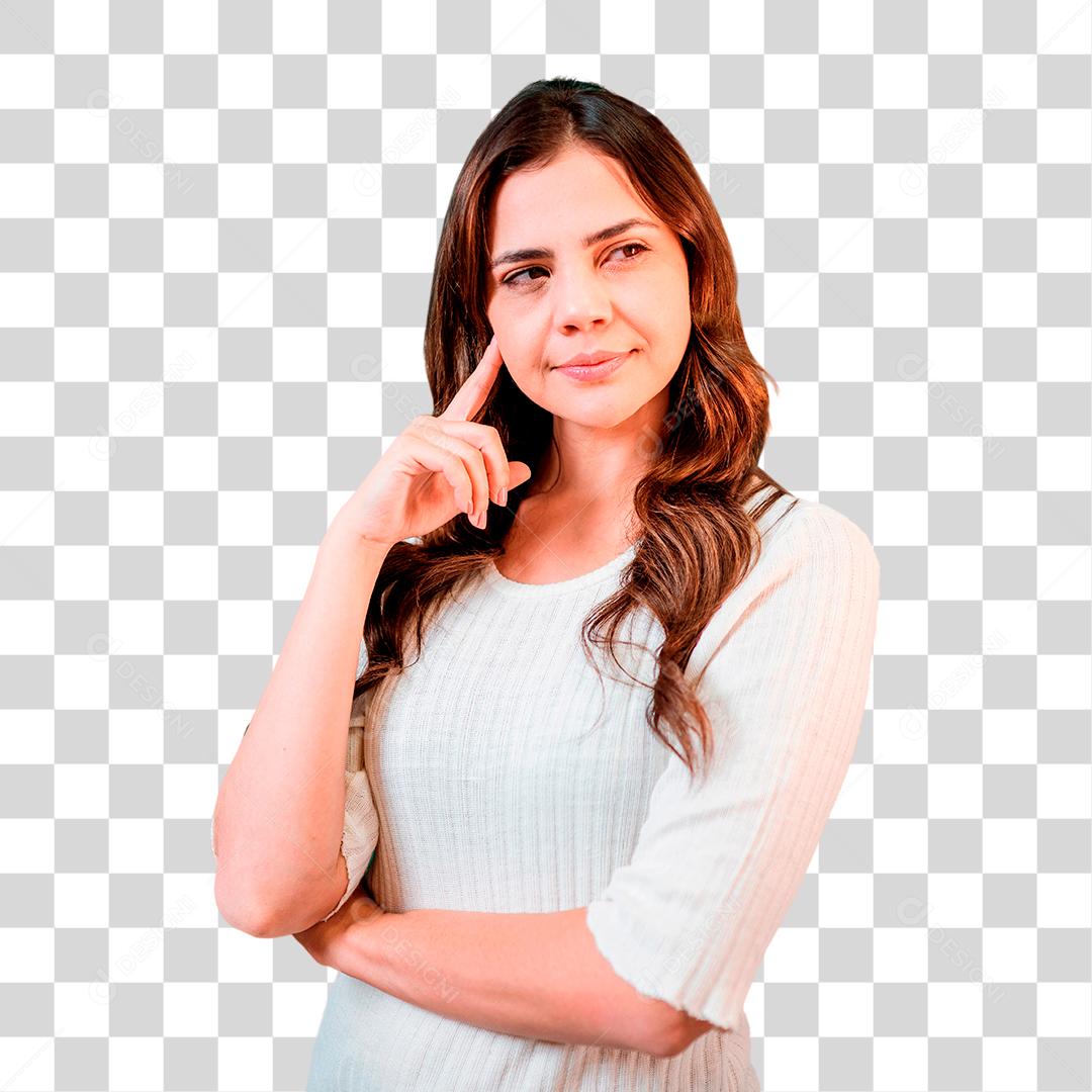 Mulher latina bonita com expressão duvidosa PNG Transparente