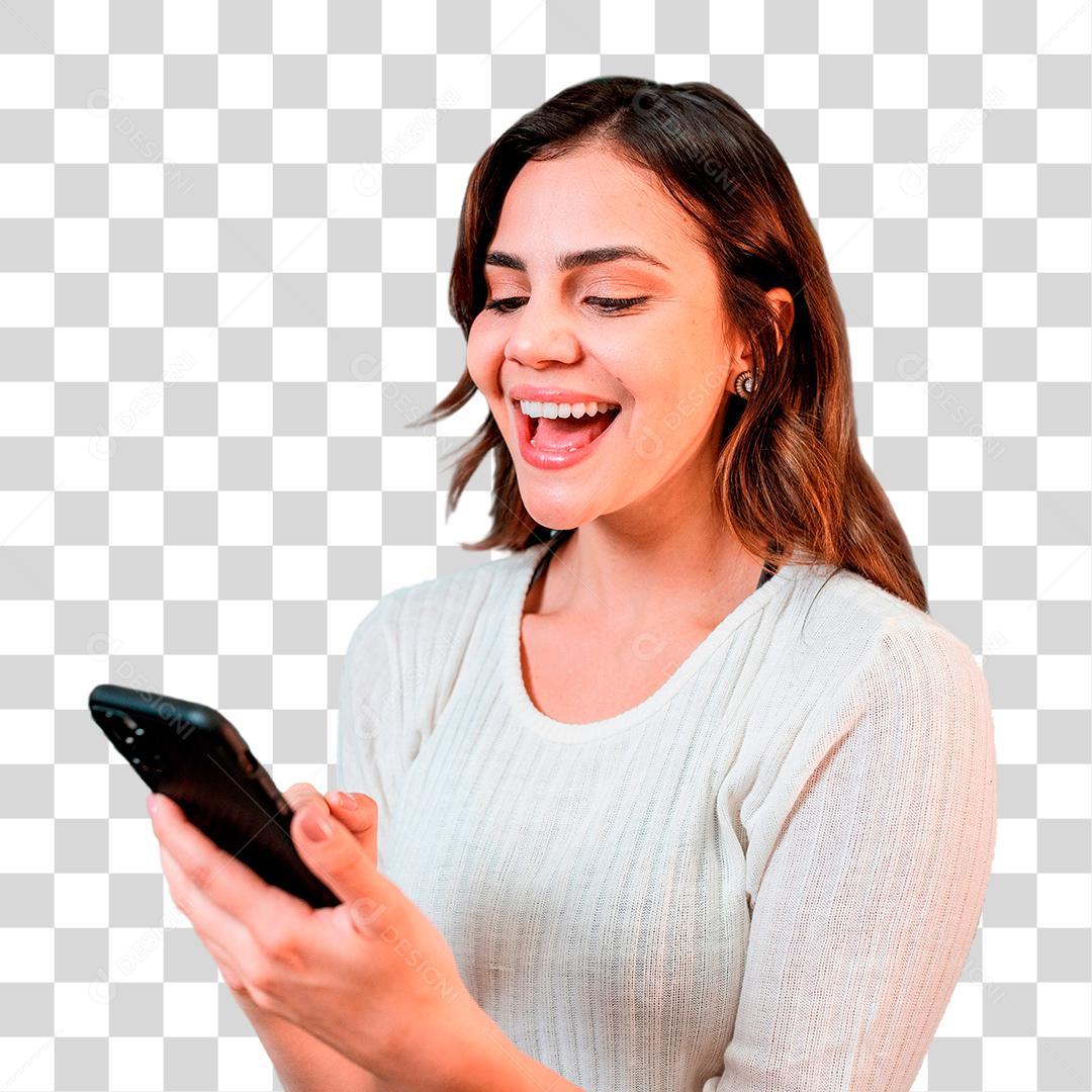 Young woman using smartphone while standing PNG Transparent
