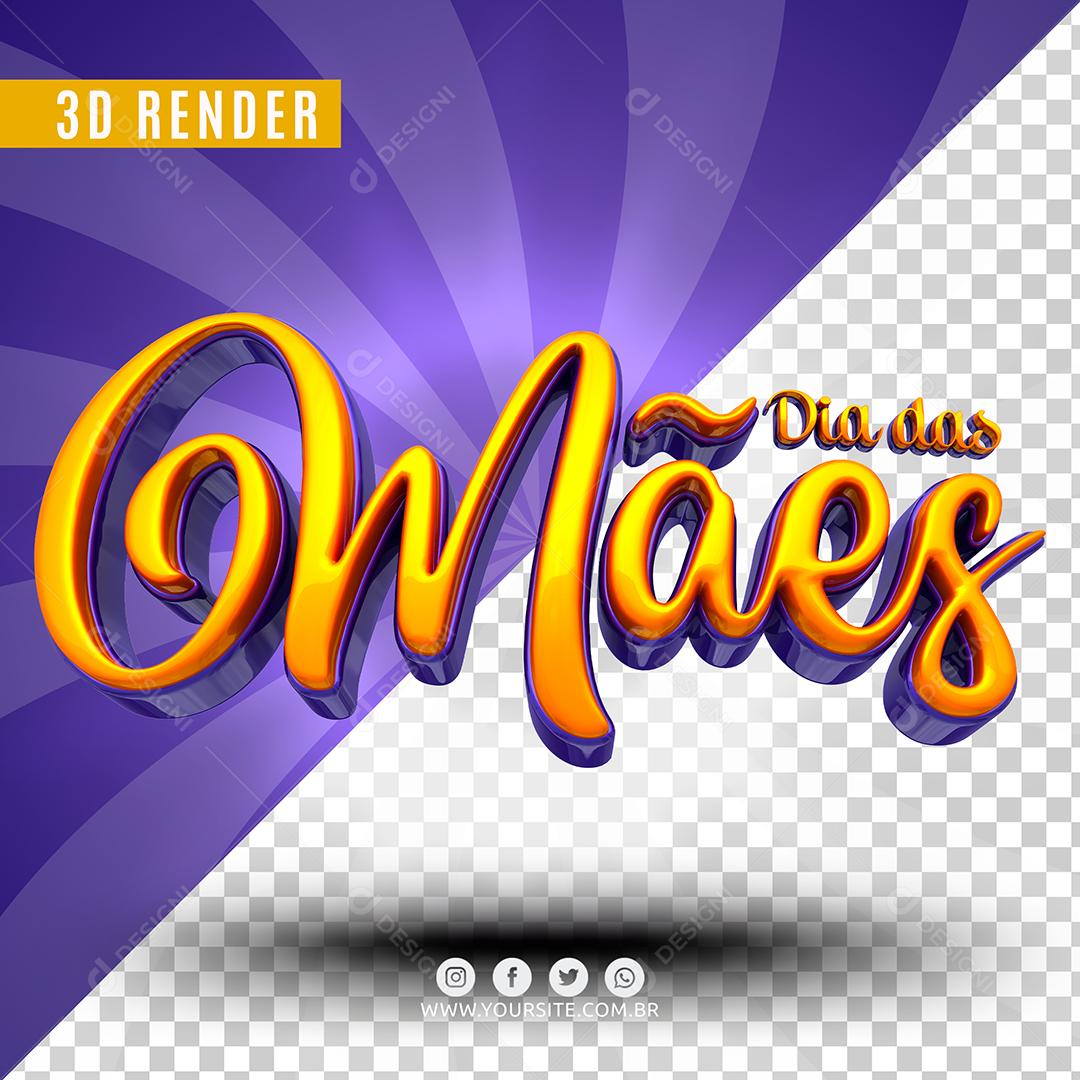 Texto 3D Dia Das Mães Para Composição PSD