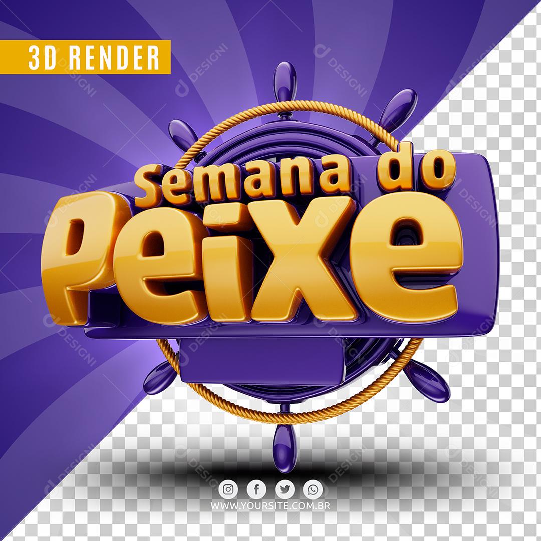 Semana do Peixe Roxo Selo 3D Para Composição PSD