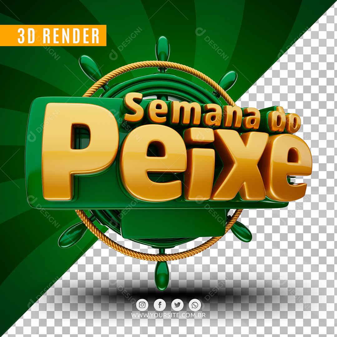 Semana do Peixe Verde Selo 3D Para Composição PSD
