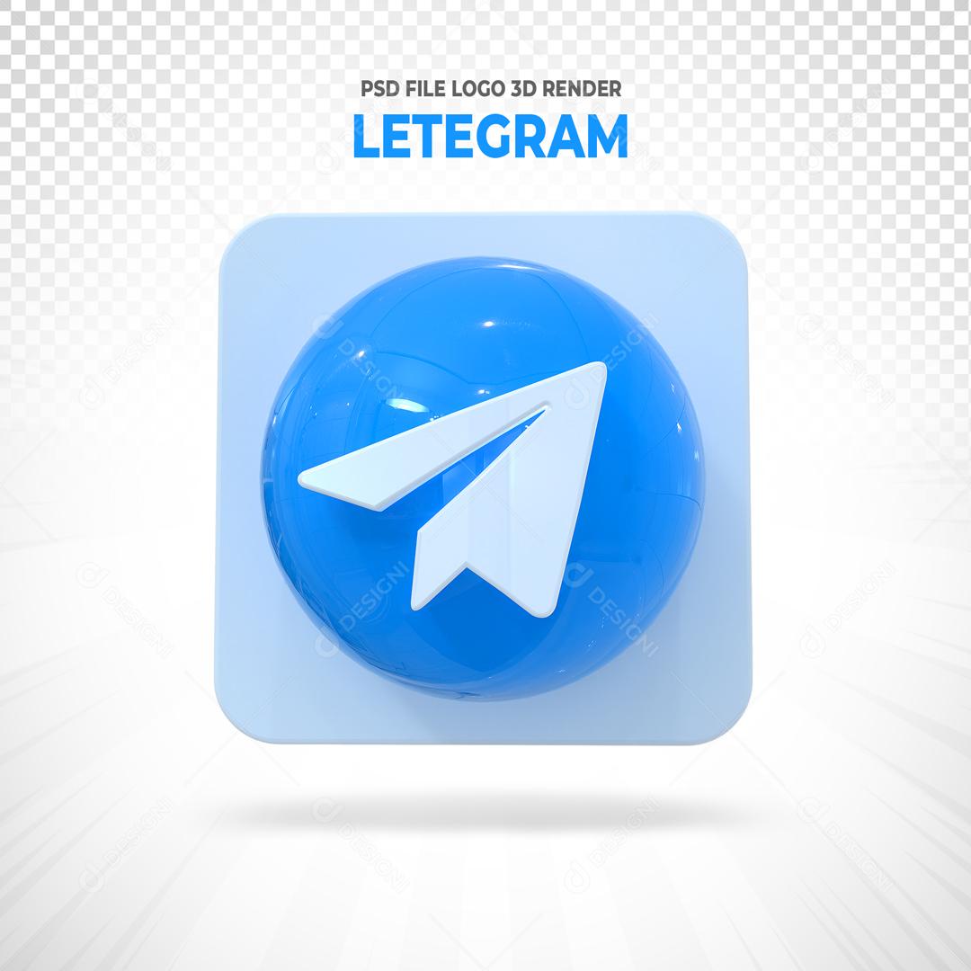 Telegram Azul Ícone 3D Elemento Para Composição PSD