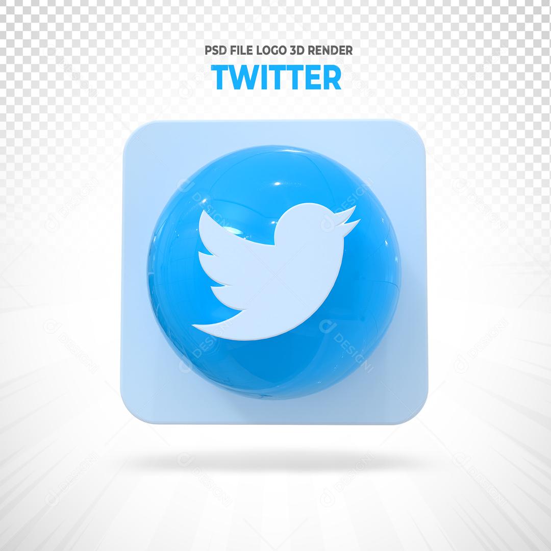 Twitter 3D Elemento Para Composição PSD