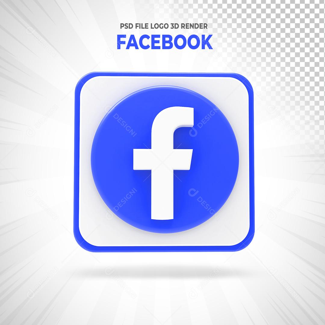 ícone Facebook Elemento 3D Para Composição PSD