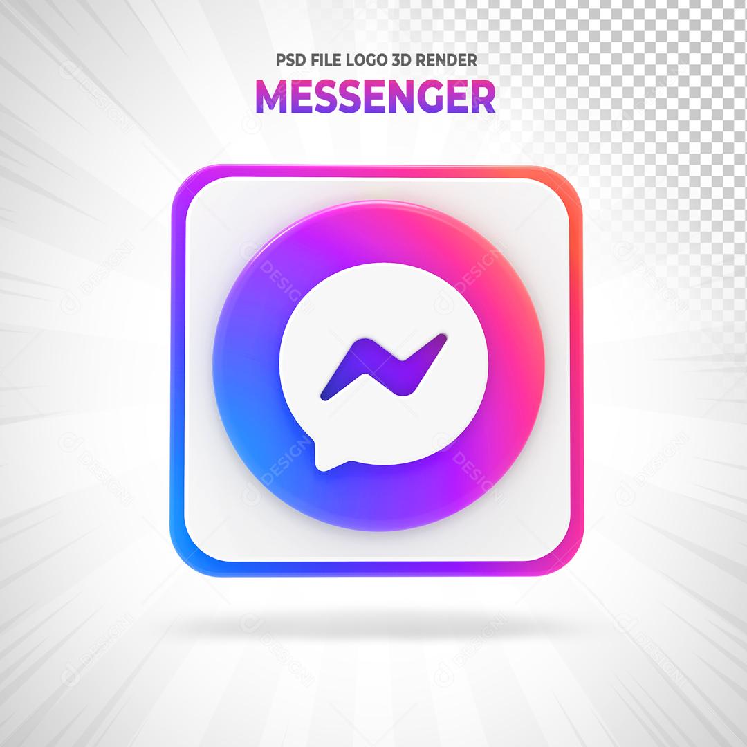 ícone Messenger Elemento 3D Para Composição PSD