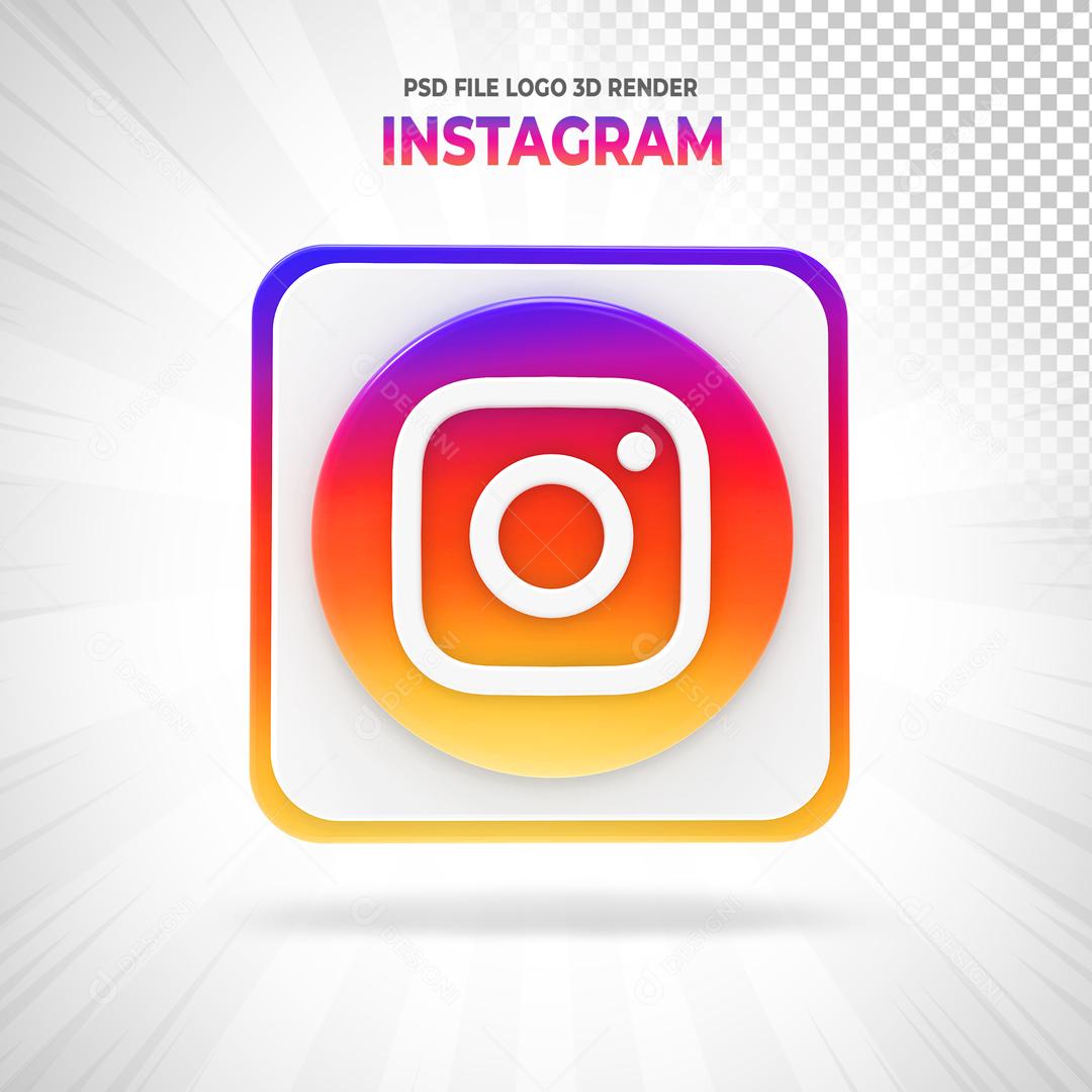 ícone Instagram Elemento 3D Para Composição PSD
